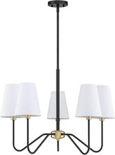 Dolaimi House 5 Light Chandelier Ceiling Light Fixture White Linen Shades