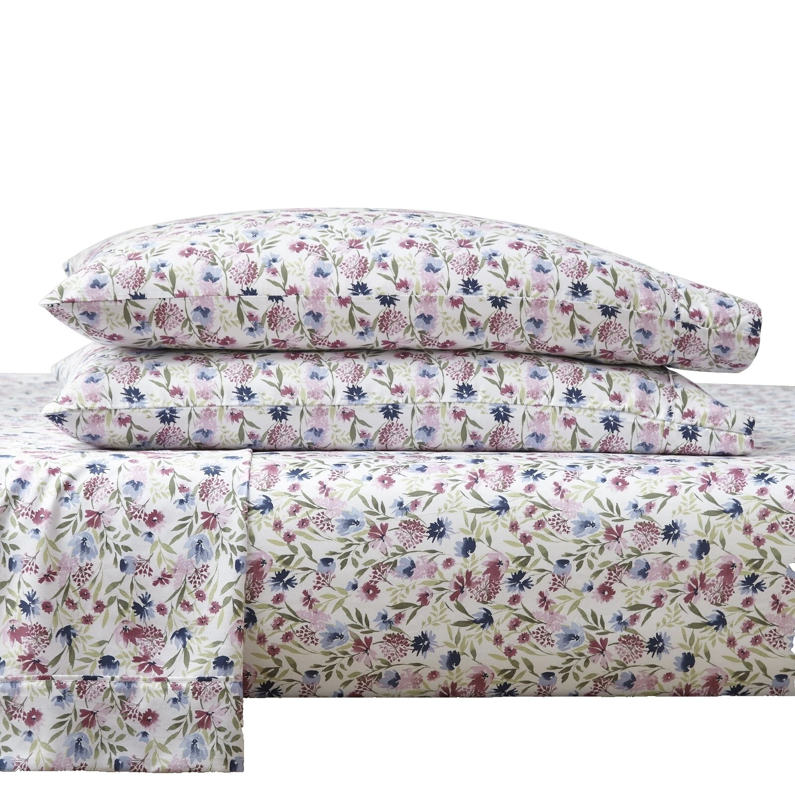 Hoja Plana de Satén de Algodón Floral Ropa de cama