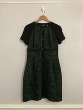Ted Baker Green Tweed Knit A-Line Formal Dress Size 3 Uk 12