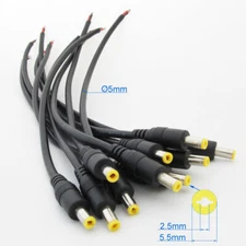 50pcs 25cm 18AWG Copper DC Power Cable Pigtail 5.5x2.5mm DC Male For CCTV Camera