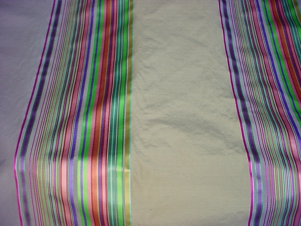 9-3/8Y Mulberry FD507 Samba Silver Rainbow Ribbon Silk Stripe Upholstery Fabric - Image 3 of 4