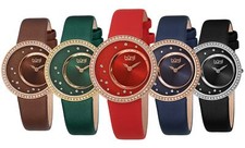 Women's Burgi BUR271 Quartz Swarovski Inner Dial Satin Leather Strap Watch
