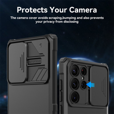 For Samsung Galaxy S25 Ultra Case with Slide Camera Cover Kickstand Protective*