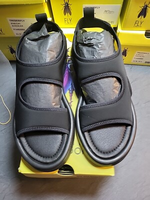 Fly London Treq930Fly Damen-Sandale schwarz Größe 8 neu im Karton