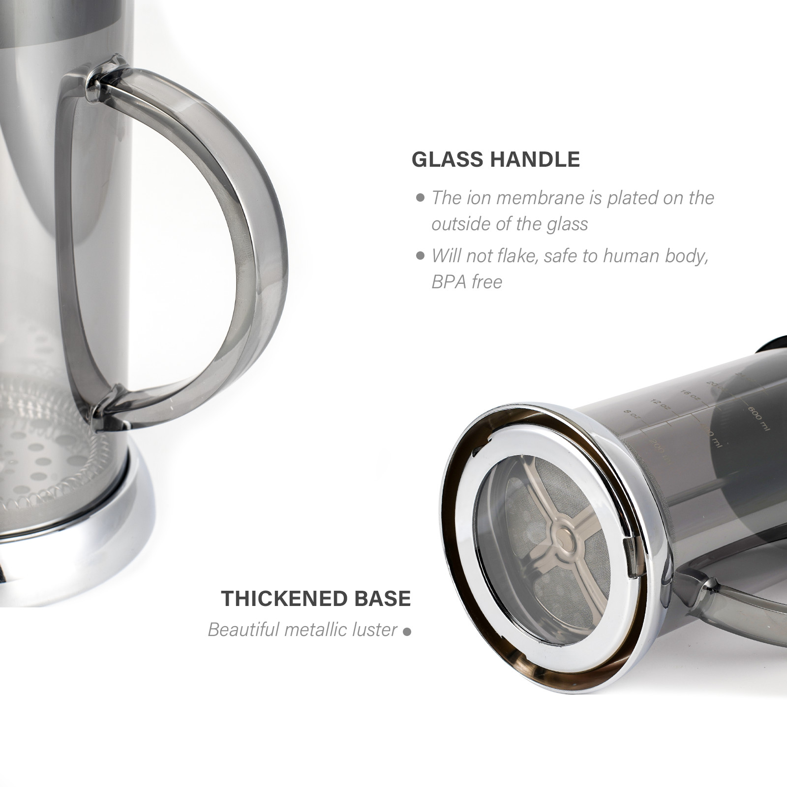 French Press Coffee Maker, Glass French Press by CrossCreek BPA Free Presses