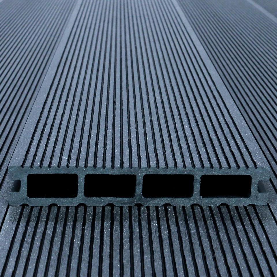 WPC Terrassendiele Hohldiele 24x146 mm Grau Holz Dielen Terrassen Balkon, Muster - Bild 3 von 4