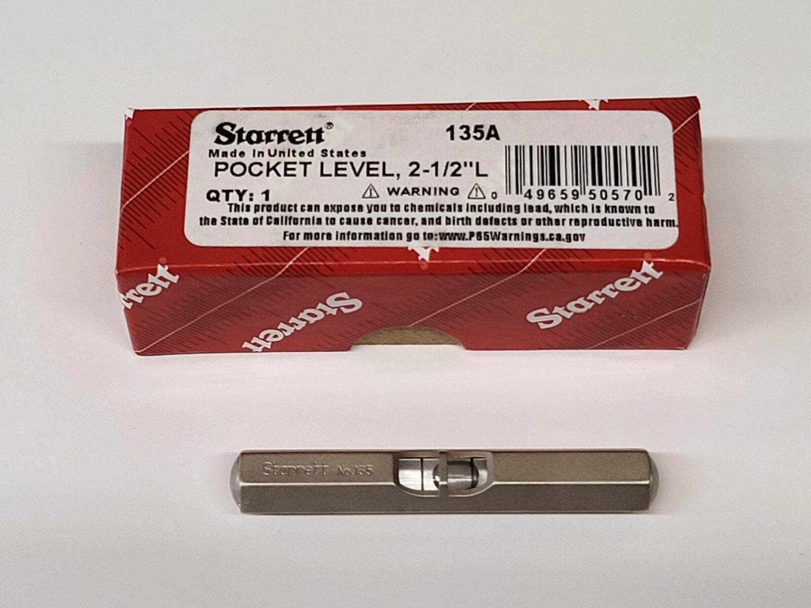 Starrett 135A Pocket Level with Satin Nickel-Plated Finish  USA-image
