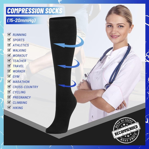 3 Pairs Compression Socks for Women & Men 15-20 Mmhg,Best Support for Cycling - Picture 6 of 12
