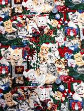 Fabric By The 1/2 Yard Christmas Kittens Robert Kaufman D 5866 42" Wide