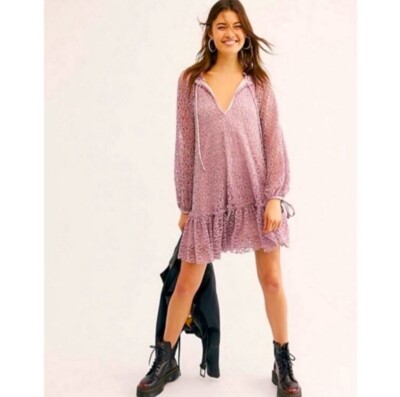 free people jenny mini dress Free People Jenny Lace Velvet Mini Dress M NWT