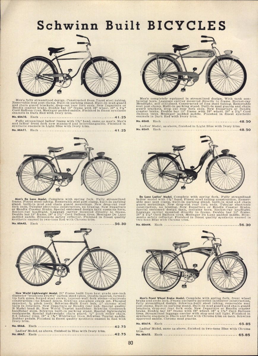 1952 PAPER AD Schwinn Bicycle De Luxe Competition Junior Worcester