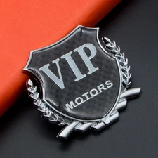 Silver Metal VIP Carbon Fiber Badge Side Wing Logo Rear Trunk Emblem 3D Sticker