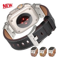 Luxury Leather iWatch Band Classic Strap For Apple Watch Series 9 8 7 45mm Ultra