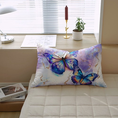 Purple Marble Butterfly Quilt Duvet Doona Cover Bed Set Single Double Queen King - Bild 2 von 4