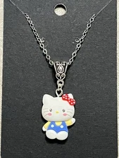 Sanrio Hello Kitty Fashion Fun Hello Kitty Resin Pendant Silver Necklace 18”