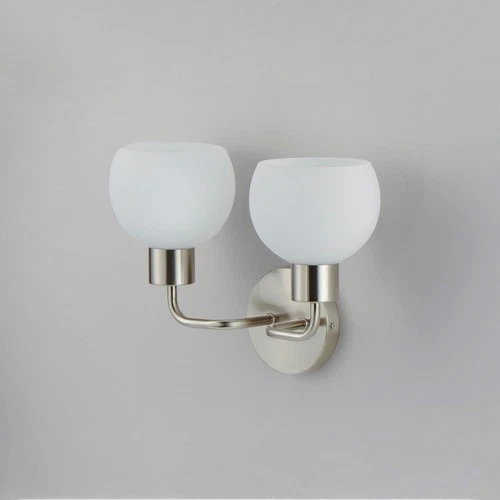 Satin Nickel Two Light Wall Sconce from the Coraline Collection - Picture 2 of 4