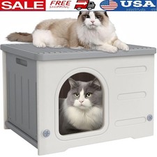 Weatherproof Cat House Indoor Outdoor Durable Easy Assemble Stackable Shelter US