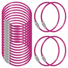 5.9 Inch Wire Keychain Cable, 20 Pack Key Ring Loop, Rose Red