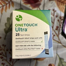 OneTouch Ultra Blood Test Strips, Glucose, 25ct (exp 02/26)