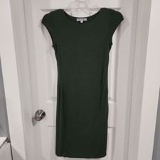 Velvet Torch Cap Sleeve Bodycon Midi Dress Hunter Green Size Large Made in USA