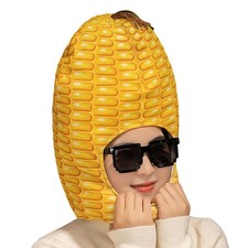 Corn Headgear Plush Cob Hat Food Head Costume For Adult Halloween Cosplay