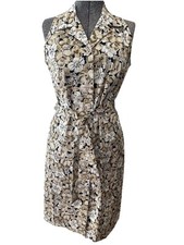 Herman Geist Button Up Dress Size 10 Summer Floral Print Cotton/spa Made In USA