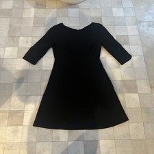 Zara Trafaluc Black Dress A Line Back Cutout 3/4 Sleeves Pockets Women’s M