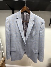 Lauren Ralph Lauren Men's Plaid Gray Blue 2 Piece Suit 50L 42W 32L Wool Blend