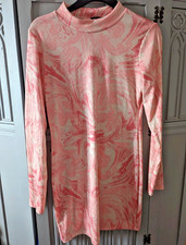 Stretchy pink marble patterned retro style dress, vivichi