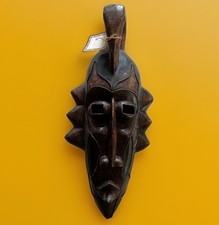 20 Wooden Mask Hand Carved Wall Art Tiki Tribal African Wood Vintage Home Decor