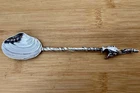 RARE STERLING GORHAM CAST CORAL APPLIED FISH & CLAM SHELL SPOON C. 1885