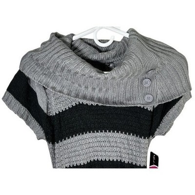 Made for Me to Look Amazing Sweater Dress Size Large Knit Black Gray Belt Stripe