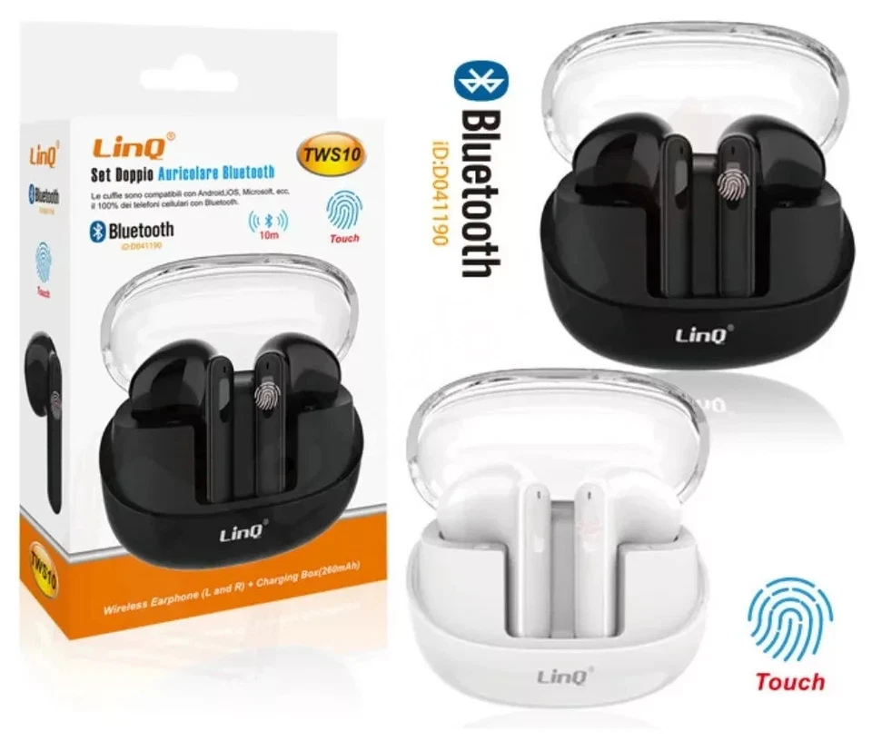 AURICOLARI CUFFIE LINQ I9 BLUETOOTH 5 WIRELESS SENZA FILI MICROFONO integrato - Immagine 2 di 2