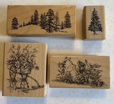 Lot of 4 Vintage 1995 PSX Rubber Stamps - Nature