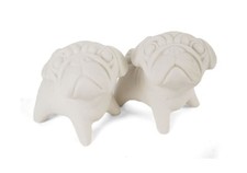 Blue Witch Unpainted Cruet Set Pug, Handmade Ceramic Salt & Pepper Shakers