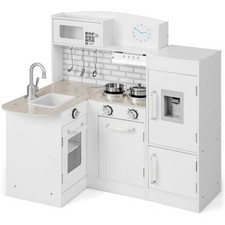 Costway Kids Kitchen Playset Conor Kitchen Toy with Realistic Microwave and Oven
