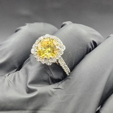 2.6Ct Round Cut lab Created Citrine Halo Engagement Ring 14K White Gold Plated