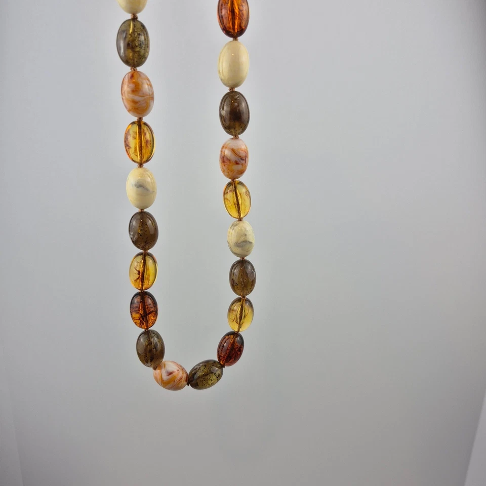 Joan Rivers новый без ЯРЛЫКОВ 18 «бисер заявление ожерелье коричневый кремовый янтарный тон надпись - Изображение 3 из 4