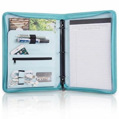 Padfolio Portfolio Folder, PU Leather Professional with 1 inch 3 Ring Binder ...