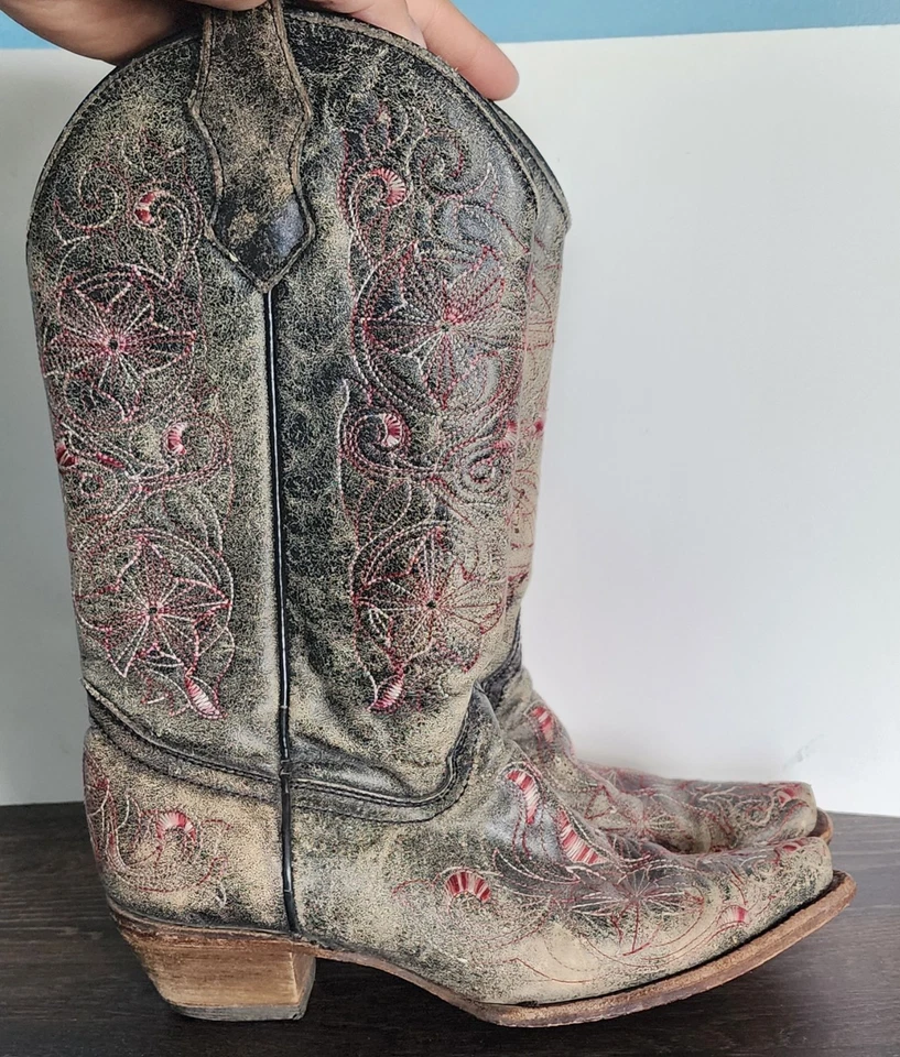 Botas de Vaquero Corral Adolescentes Niñas Talla 5T Bordadas Western Puntera Cortada Bota Marrón Foto 3 de 4