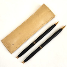 Vtg Cross Century Classic Matte Black Gold Pen Mechanical Pencil Set Pouch USA