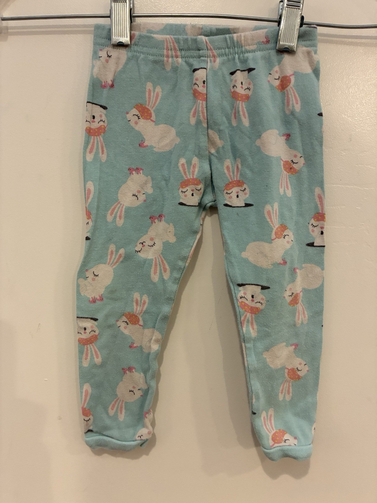 Carter's Baby Girls Cute Bunny Rabbit 100% Cotton Pull On PJ Pants Lt Blue 18M
