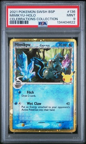 PSA 9 Mimikyu (Delta Species) SWSH136 Celebrations Black Star Promo Pokemon Card