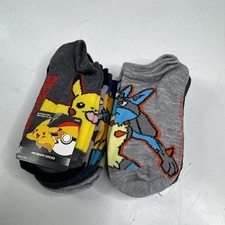 Lot of 2 Pks 5 10 Total Pok mon Boys No Show Socks Shoe Size 7.5-3.5 Nintendo