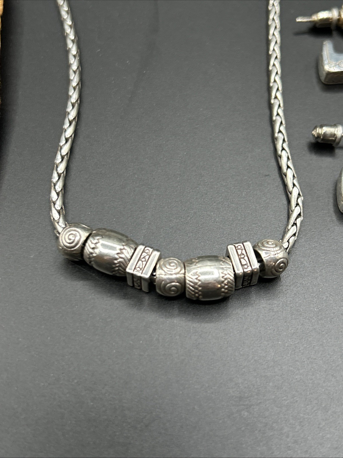 BRIGHTON RETIRED Dangle Silver SCROLL EARRINGS an… - image 3