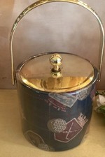 vintage kraftware ice bucket Brass And Golf Pattern