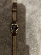 Vtg NOS Disney Mickey Mouse Watch Womens Gold Tone MC0076 Date Leather Band