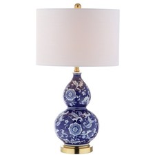 JONATHAN Y 27" Blue/White Ceramic Chinoiserie Table Lamp, Traditional Floral ...