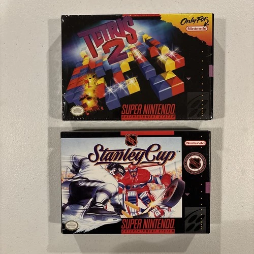 TETRIS 2 & STANLEY CUP Super Nintendo Games With Box/Manuels (Lot Of 2)