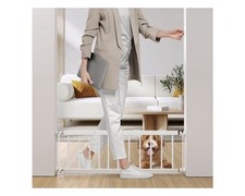 Dog Gate Indoor,18"-45" Extra Wide Metal Short Pet Gate to Step Over, 14" Tall